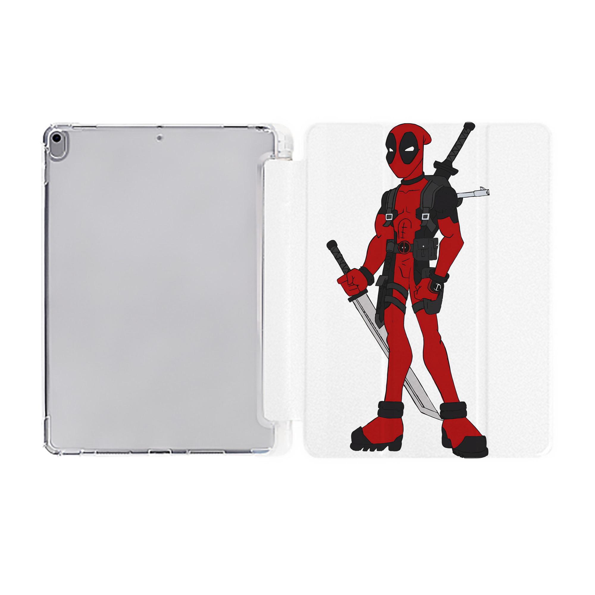 （画像用） Deadpool デッドプール IPad ケース ペン収納付き 三つ折りスタンド PUレザー×シリコン 対応機種9.5/10.5/10.9インチ